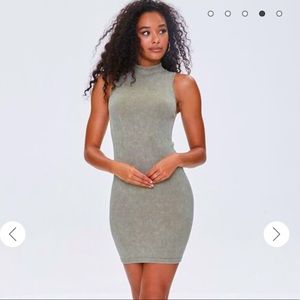 Mock Neck Ribbed Bodycon Dress